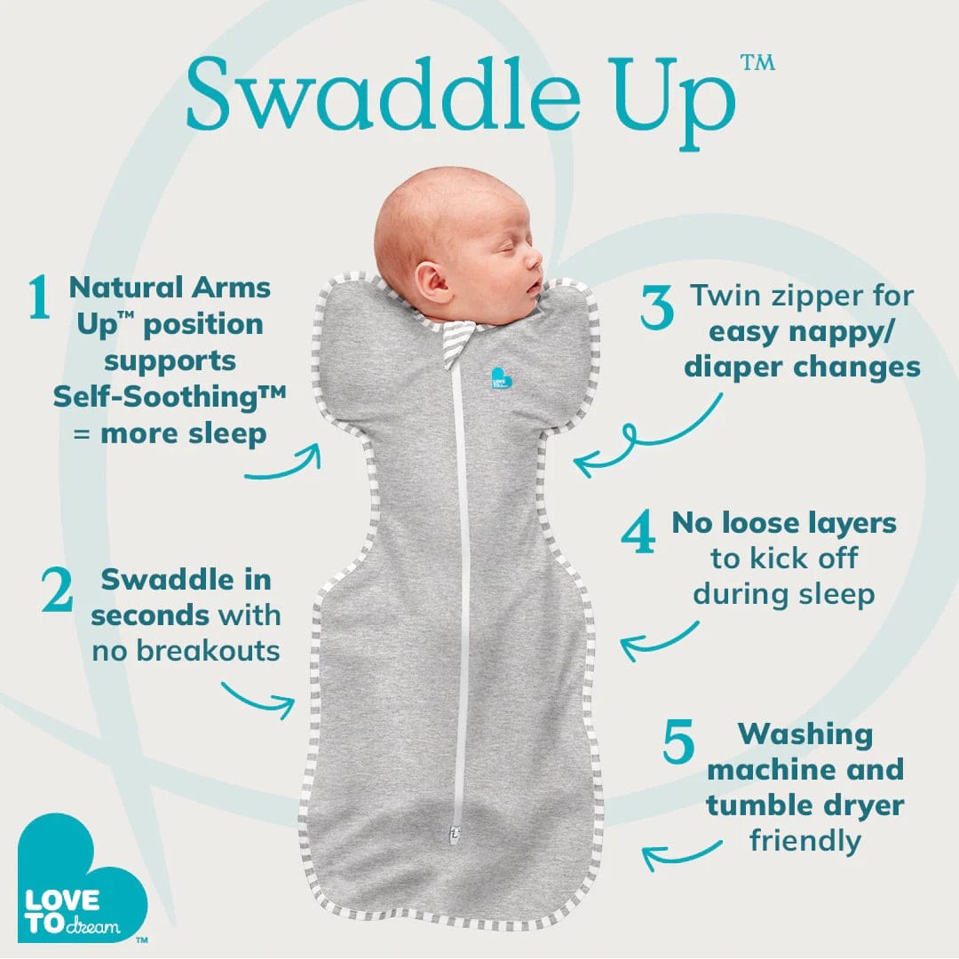 Love To Dream Swaddle UP Original 1.0 TOG, Medium - Denim Stripe - L20-01-002-DNM-M