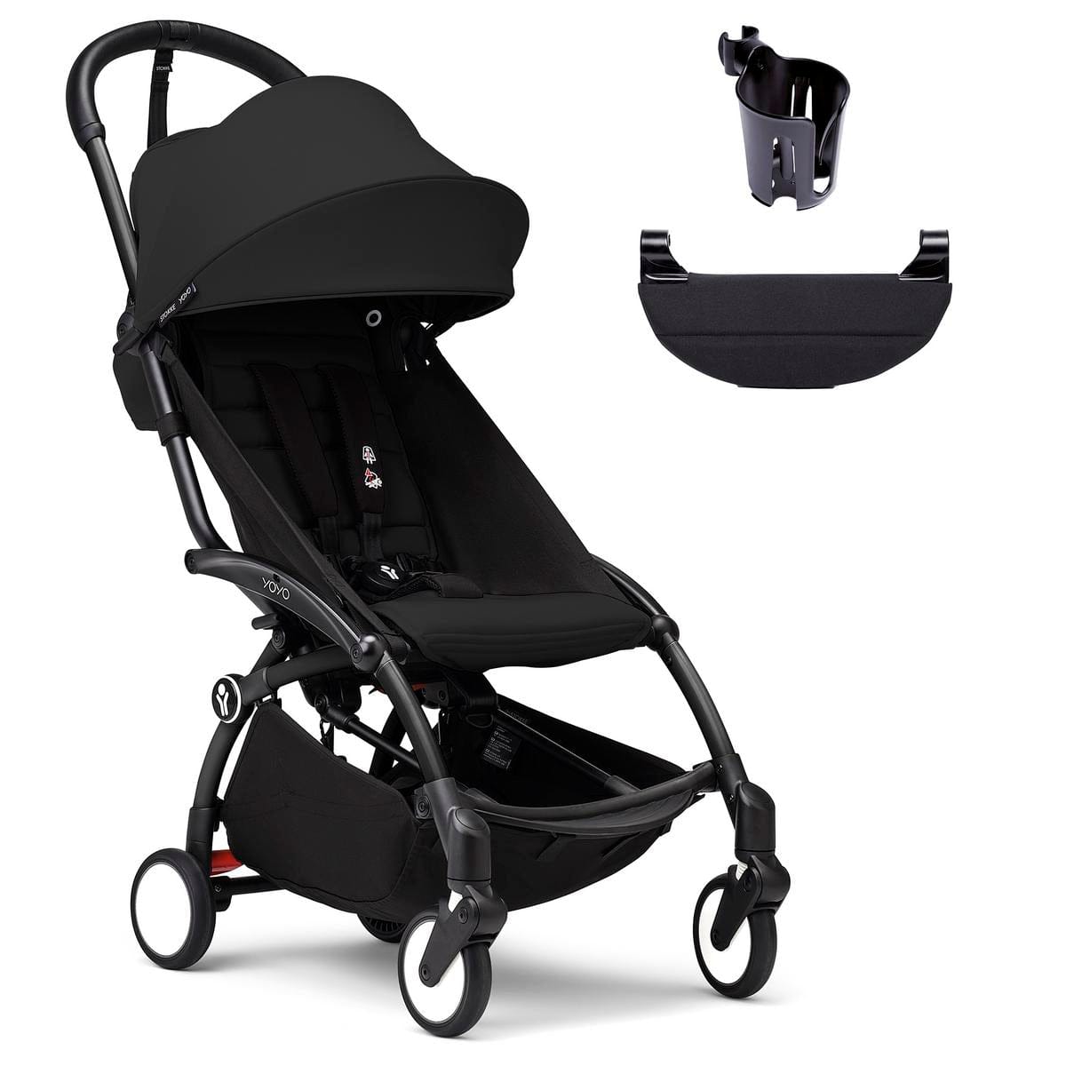 Stokke YOYO3 Ultra Compact 6+ Stroller + Essentials Bundle - Black / Black - 653300-655101-646701