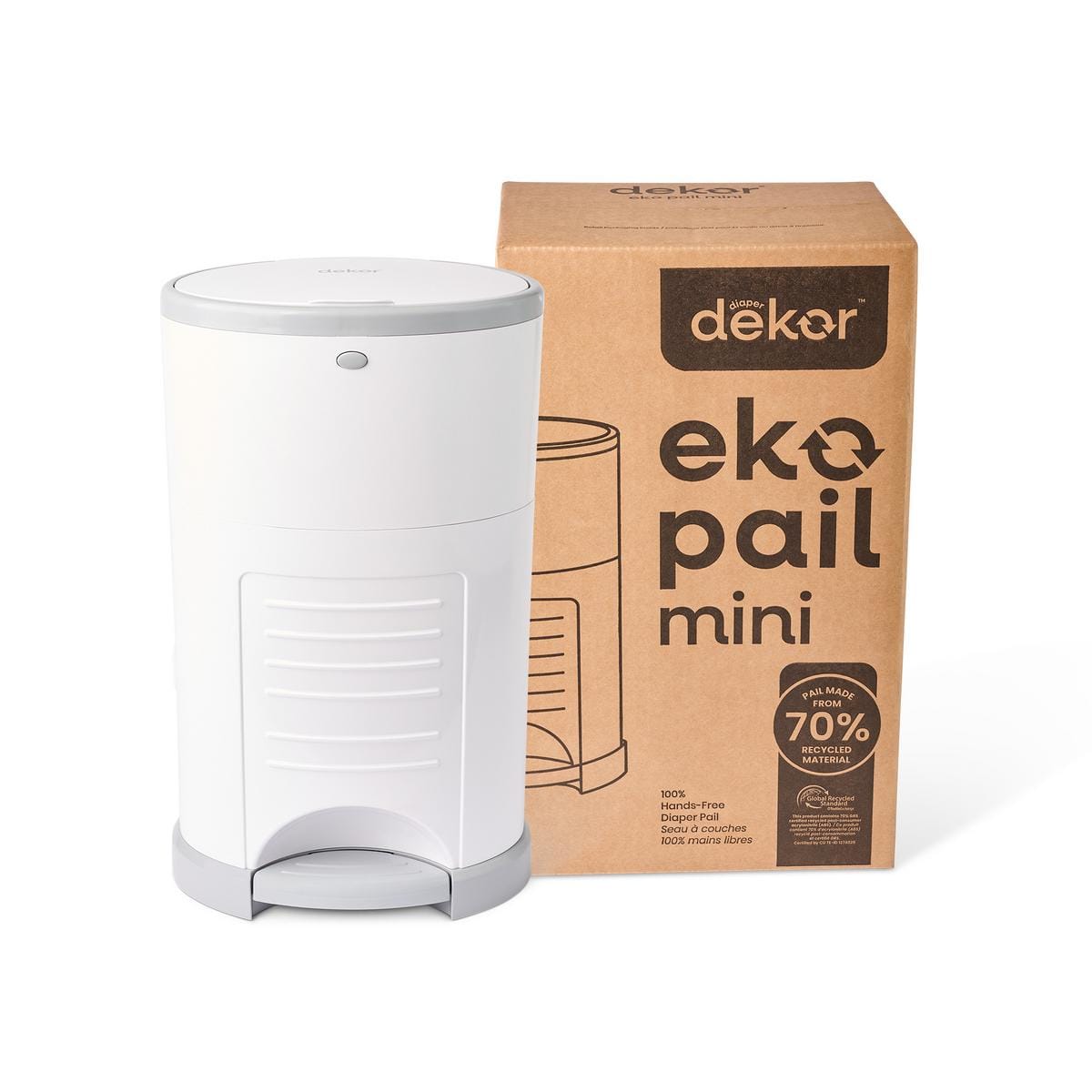 Dekor Eko Mini Diaper Pail - White - 2-10121