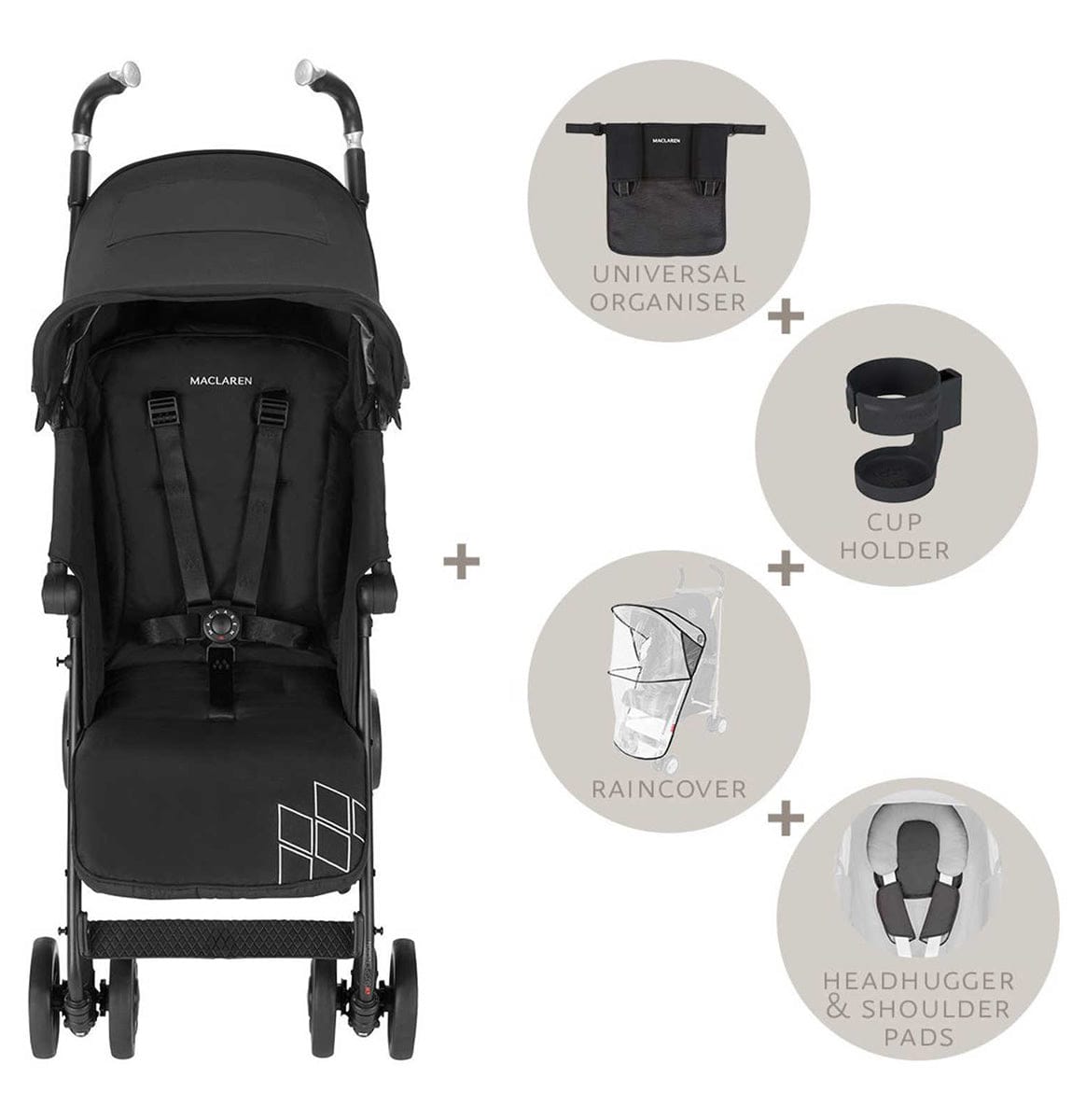 Maclaren 2016/2017 Techno XT Style Set Stroller - Black/Black - WR1R650422