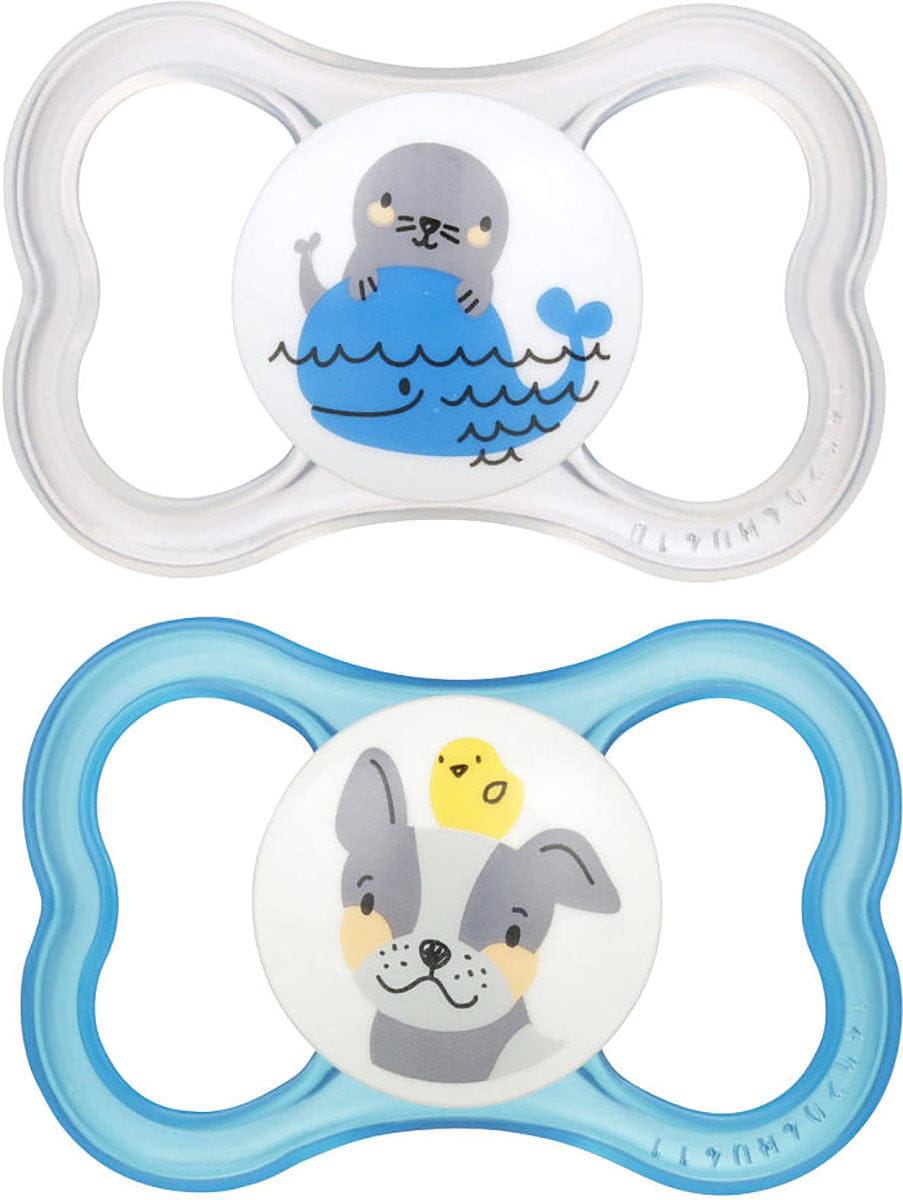 MAM Baby Air 6m+ Pacifiers, 2 Pack - Blue/Clear - 2224-024-4-1-BLU-CLR