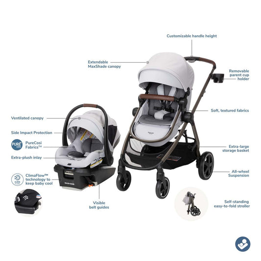 Maxi-Cosi Zelia 2 Luxe+ Travel System - Arctic Frost - TR485HKP