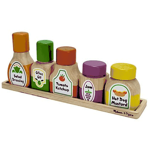 Melissa & Doug Deluxe Wooden Magnetic Kitchen Bottle Collection