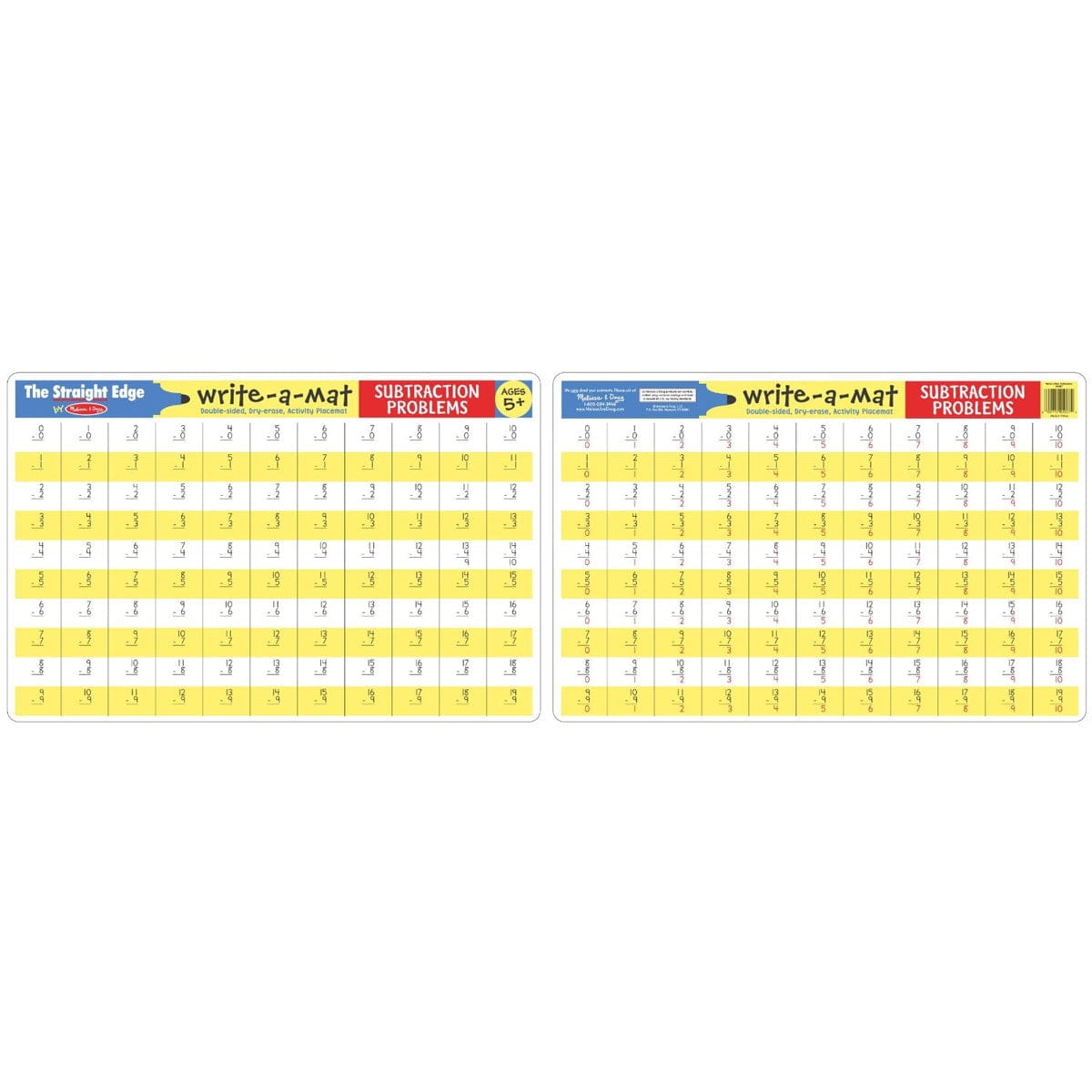 Melissa & Doug Subtraction Problems Write-A-Mat - 5032