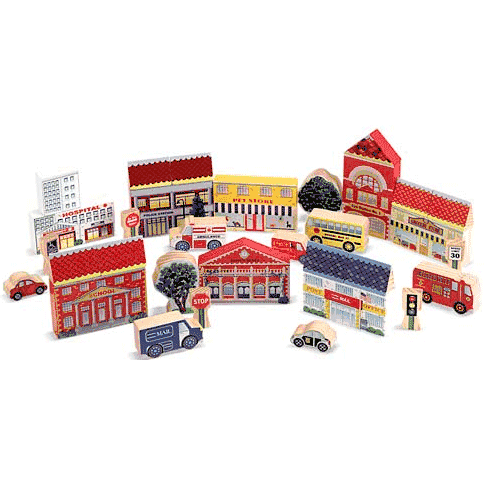 Melissa & Doug Town Blocks Wooden Play Set - 533