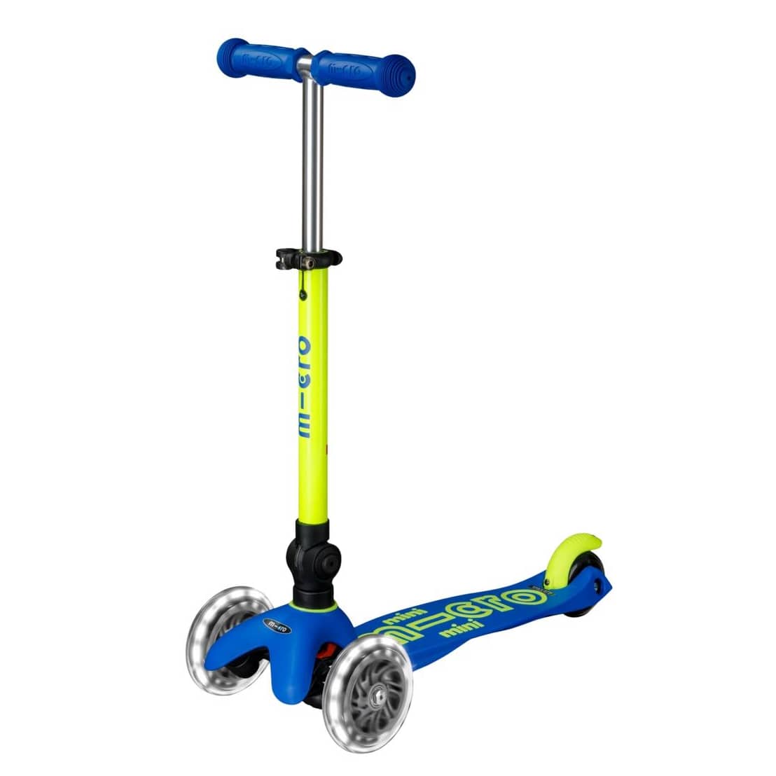 Micro Kickboard Micro Mini Foldable LED Scooter (2-5 Years) - Neon Canary Yellow / Blue - MMD240