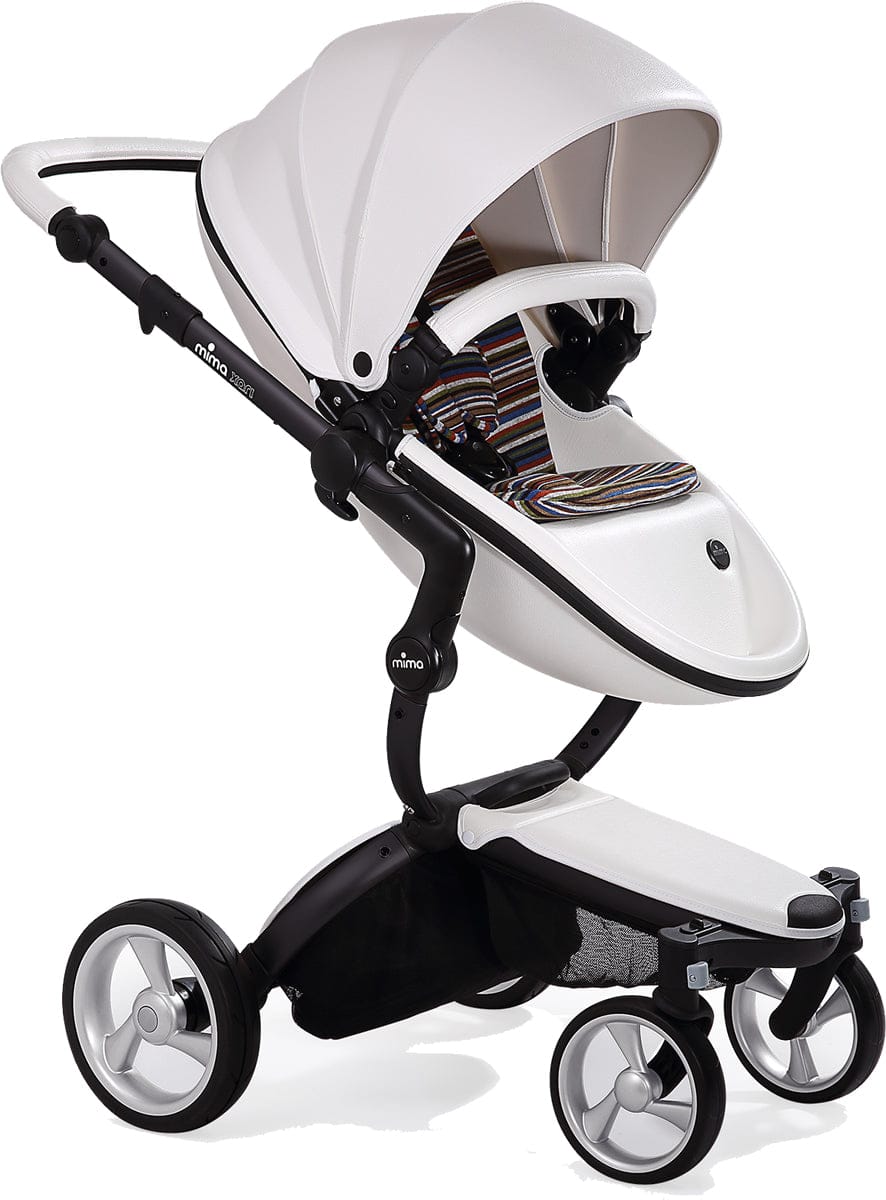 Mima Xari Complete Stroller, Black - Snow White / Autumn Stripe
