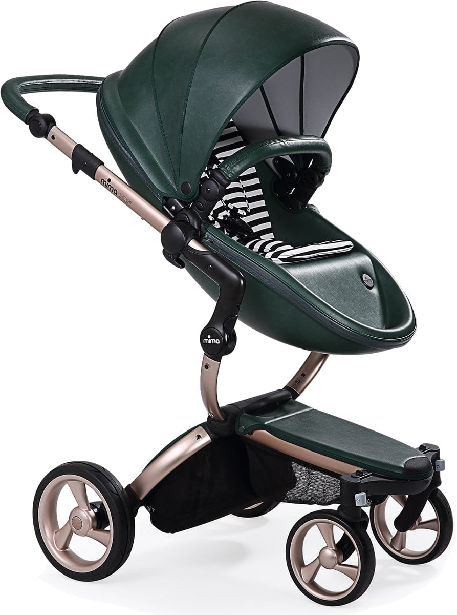 Mima 2019 Xari Complete Stroller, Rose Gold - British Green / Black & White - A112-03-RGBGBW