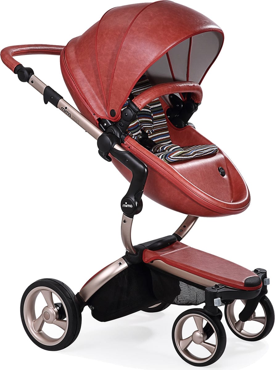 Mima 2019 Xari Complete Stroller, Rose Gold - Sicilian Red / Autumn Stripes - A112-03-RGSRAS