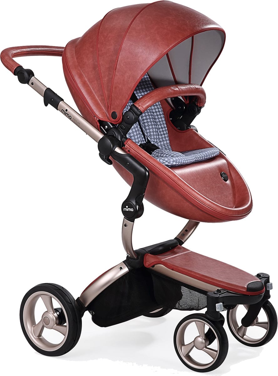 Mima 2019 Xari Complete Stroller, Rose Gold - Sicilian Red / Retro Blue - A112-03-RGSRRB