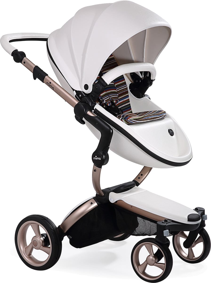 Mima 2019 Xari Complete Stroller, Rose Gold - Snow White / Autumn Stripes - A112-03-RGSWAS