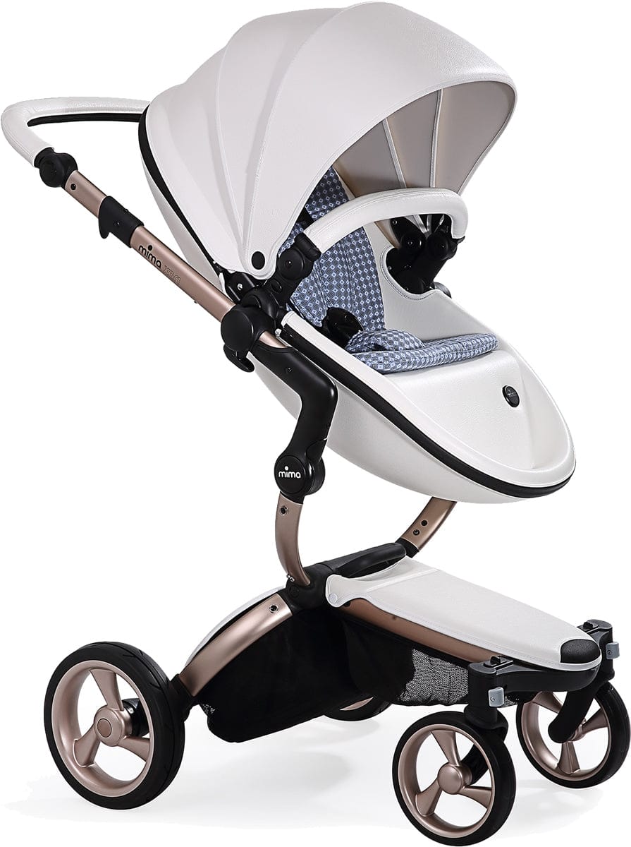 Mima 2019 Xari Complete Stroller, Rose Gold - Snow White / Retro Blue - A112-03-RGSWRB