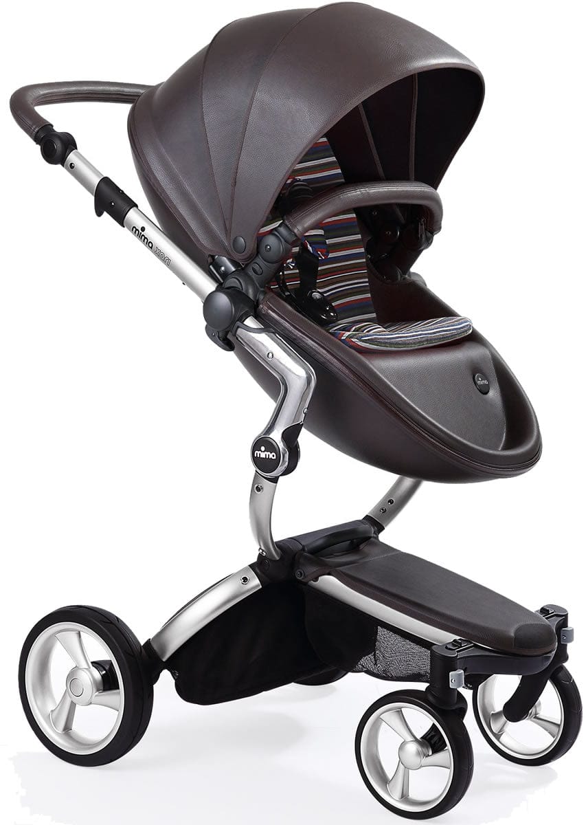 Mima Xari Complete Stroller, Silver - Chocolate Brown / Autumn Stripes - A112-01-SCBAS