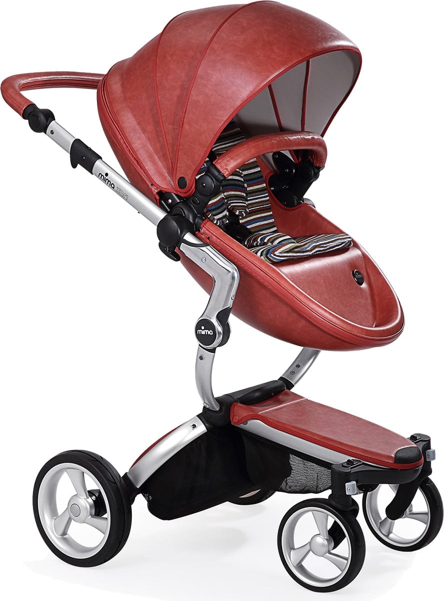 Mima Xari Complete Stroller, Silver - Sicilian Red / Autumn Stripes - A112-01-SSRAS