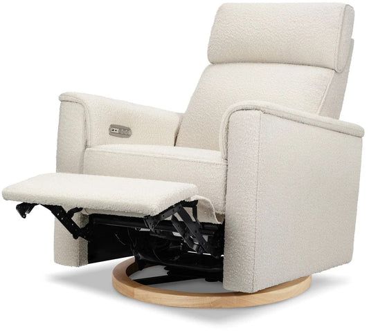 Monogram by Namesake Willa Plus Electric Glider Recliner w/ Electric Headrest - Ivory Boucle w/Light Wood Base - B17186WBLB