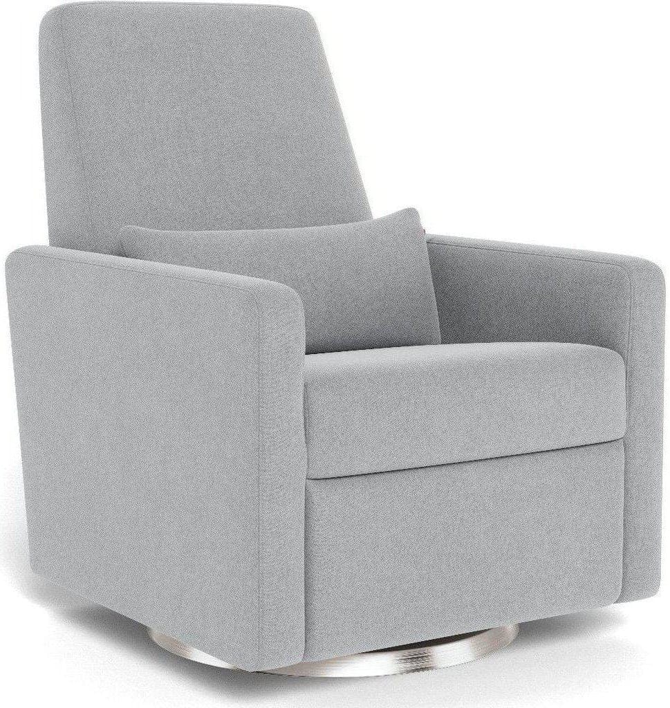 Monte Design Grano Glider Recliner - Stainless Steel Swivel Base / Nordic Grey Performance Heathered Fabric - QUICK SHIP - QS-GRANO-SS-NGPH