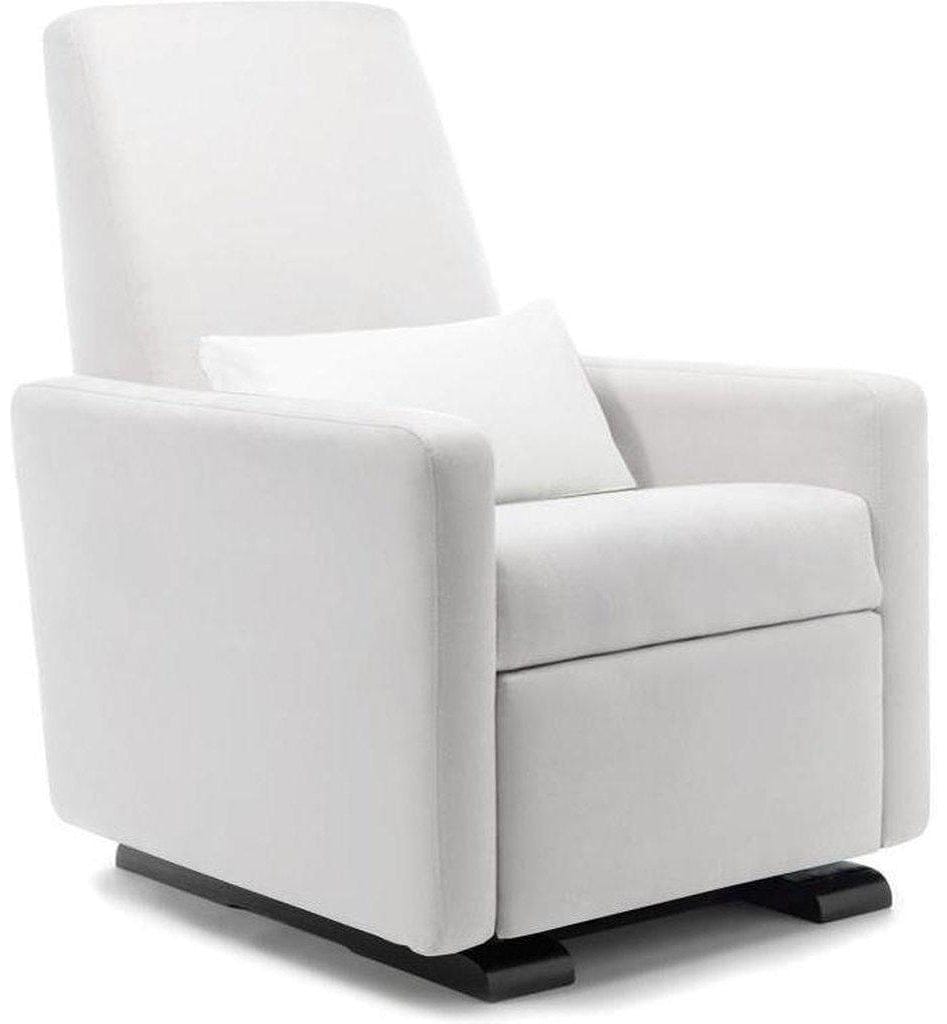 Monte Design Motorized Grano Glider Recliner - Espresso Wood Glide Base / White Performance Microsuede Fabric - GRANO-EWG-WPM