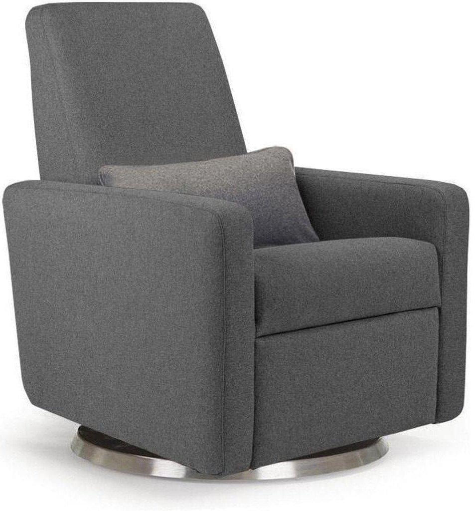 Monte Design Motorized Grano Glider Recliner - Stainless Steel Swivel and Glide Base / Dark Grey Premium Italian Wool Fabric - GRANO-SS-DGW