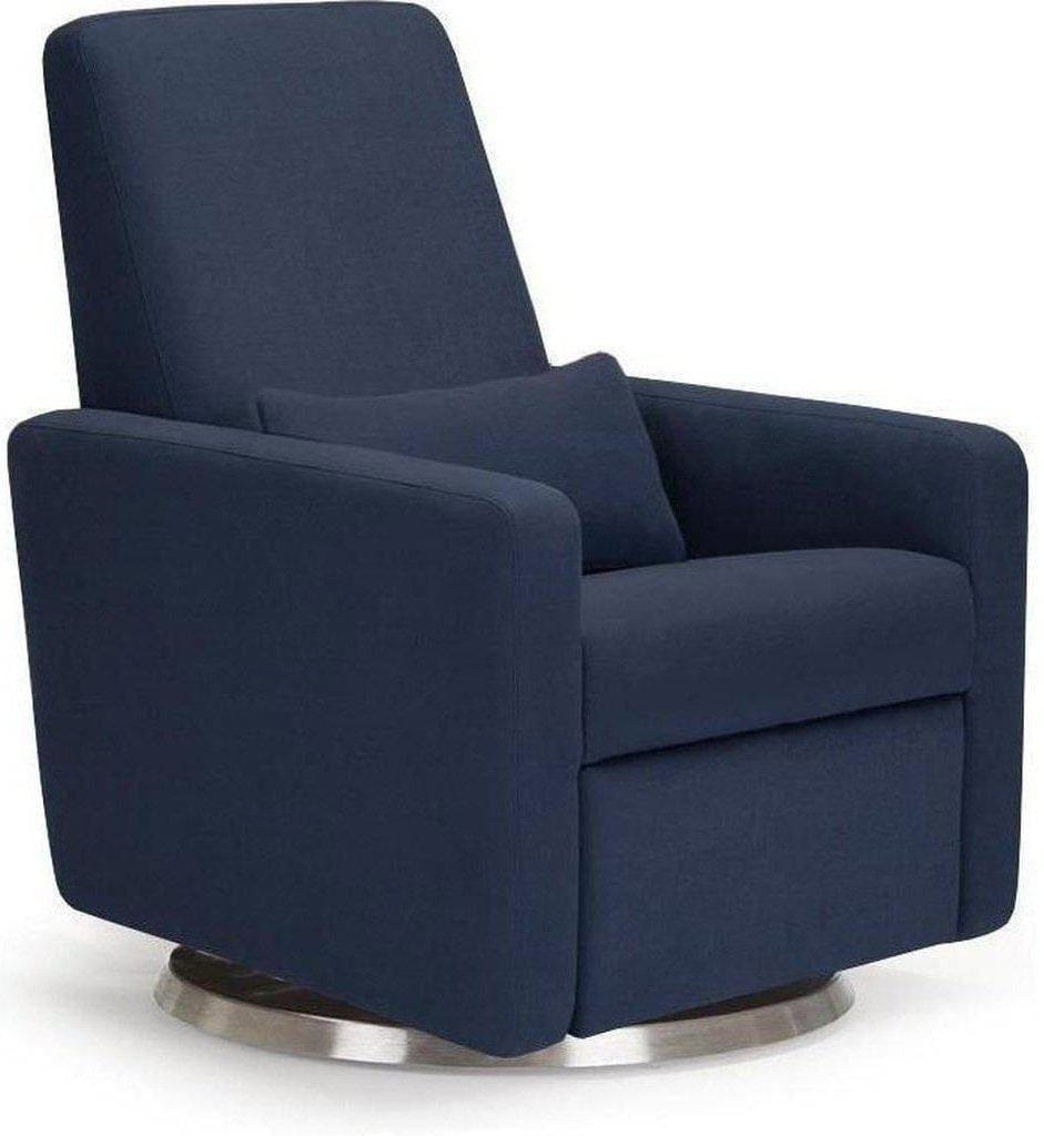 Monte Design Motorized Grano Glider Recliner - Stainless Steel Swivel and Glide Base / Navy Blue Performance Microfiber Fabric - GRANO-SS-NVPM