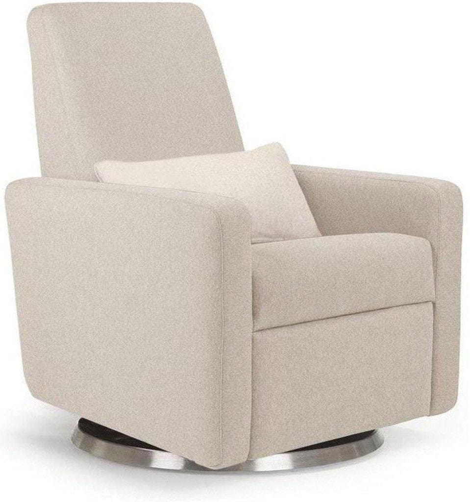 Monte Design Motorized Grano Glider Recliner - Stainless Steel Swivel and Glide Base / Oatmeal Premium Italian Wool Fabric - GRANO-SS-OIW
