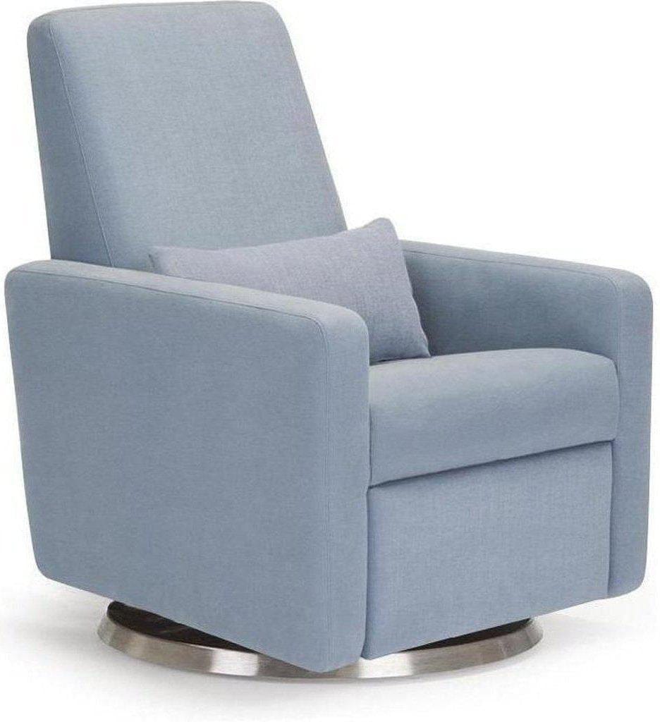 Monte Design Motorized Grano Glider Recliner - Stainless Steel Swivel and Glide Base / Sky Natural Cotton-Linen Fabric - GRANO-SS-SKY