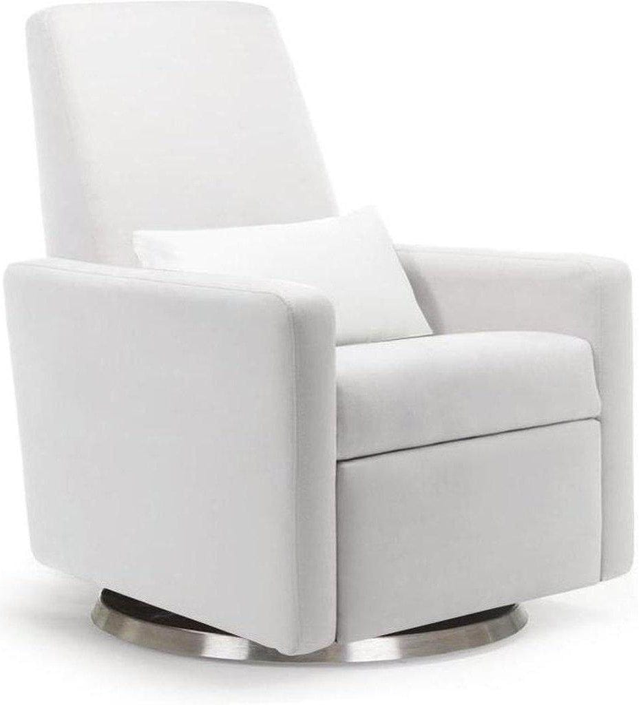 Monte Design Motorized Grano Glider Recliner - Stainless Steel Swivel and Glide Base / White Performance Microsuede Fabric - GRANO-SS-WPM