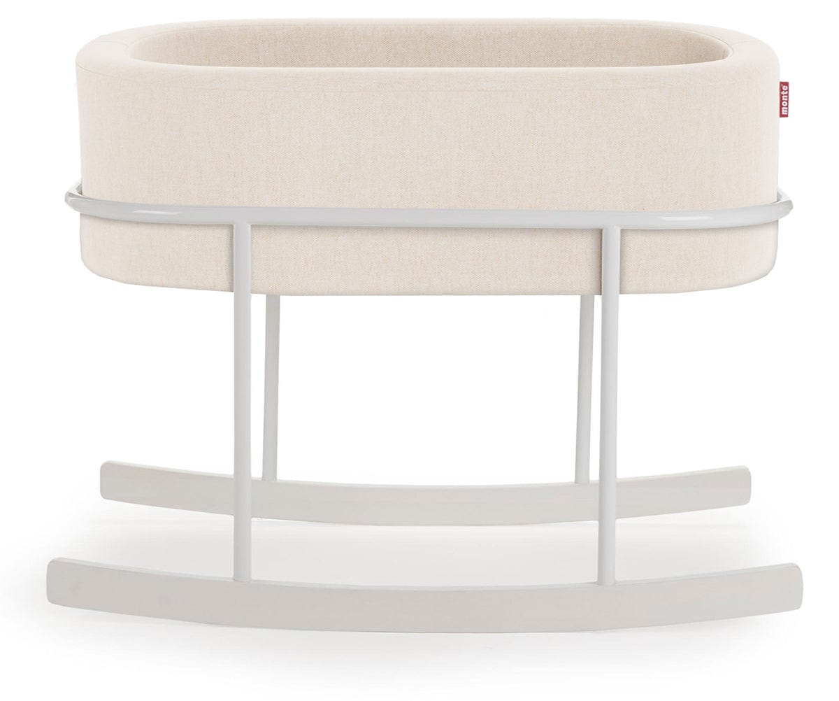 Monte Design Rockwell Bassinet - White / Dune Performance Heathered Fabric - ROCK-BASS-WHITE-DUNE