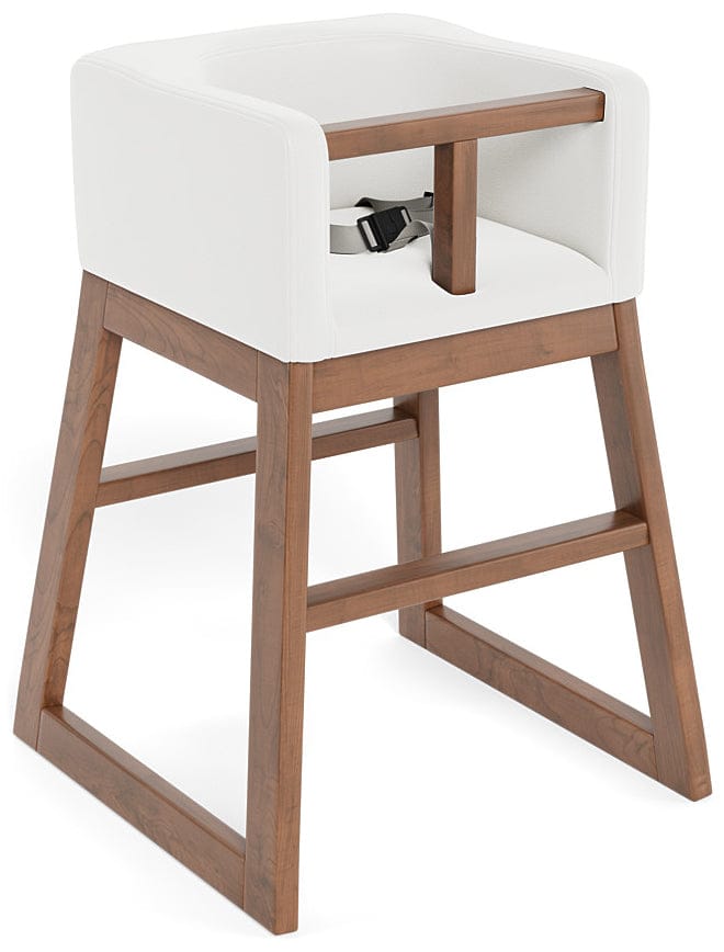 Monte Design Tavo High Chair - Walnut Base / White Enviroleather Fabric - TAVO-WAL-WHITE