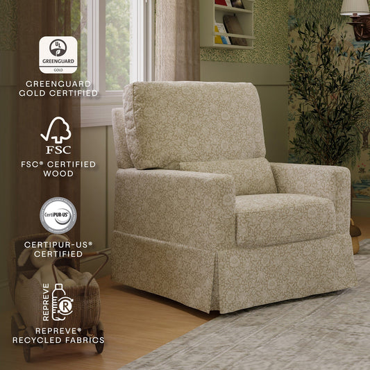 Morris & Co. x Namesake Crawford Pillowback Comfort Swivel Glider - Mallow in Ash - M21787MA