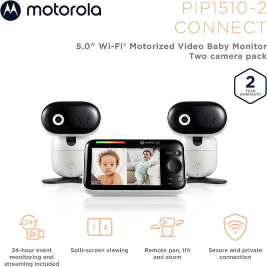Motorola PIP1510 Connect 5" Wi-Fi Motorized Video Baby Monitor - 2 Camera Pack - PIP1510-2-CONNECT