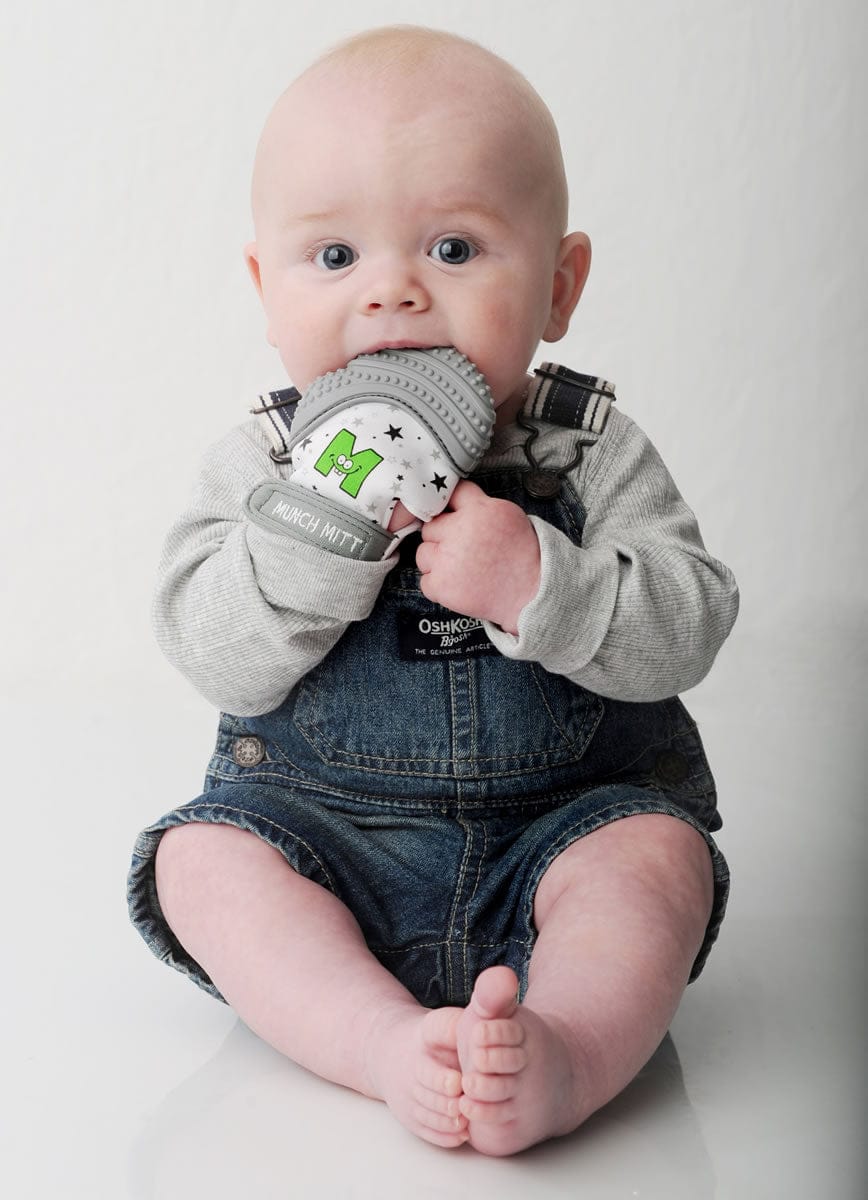 Munch Mitt Teething Mitten - Grey Stars - MM08GS