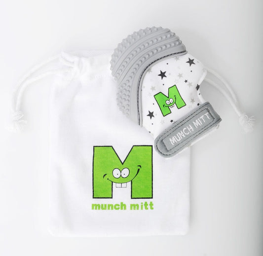 Munch Mitt Teething Mitten - Grey Stars - MM08GS