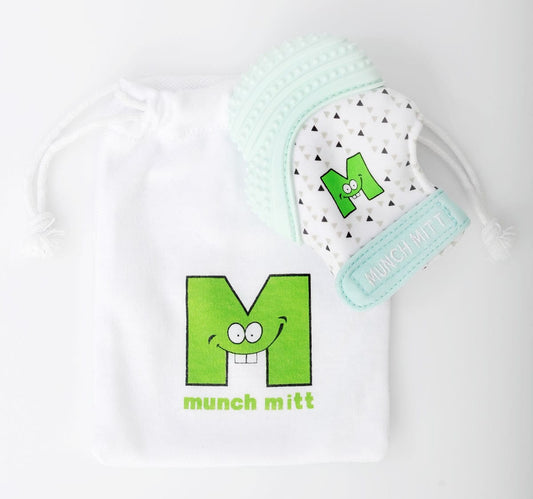 Munch Mitt Teething Mitten - Mint Green Triangles - MM06GT