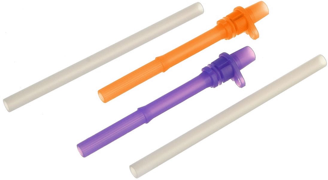 Munchkin Mighty Grip Replacement Straws with Valves, 2 Pk - Purple/Orange - 48002-PURORG