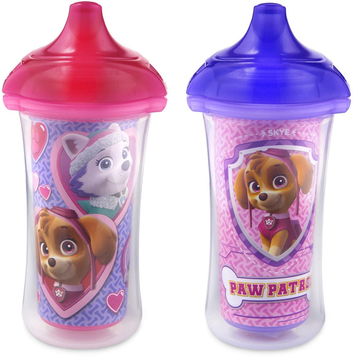 Munchkin Paw Patrol Click Lock Insulated Cup, 9oz - 2 Pack - Pink/Blue - 15960
