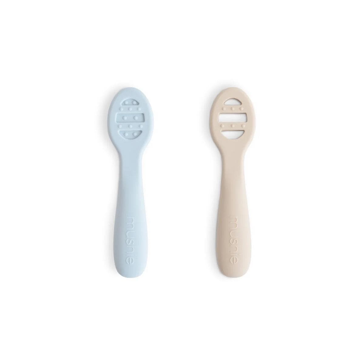 Mushie First Feeding Baby Spoons 2-Pack - Powder Blue / Shifting Sand - FFBS-1005