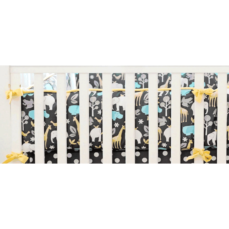 New Arrivals Urban Zoo in Grey Crib Bumper - NA-ZOOGR-BUM