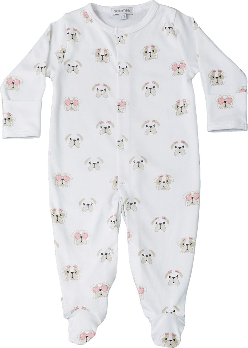 Noomie Snap Footie - Pink Bulldog (NB) - 1801-40-NB