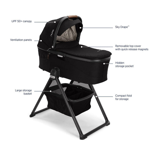 Nuna DEMI Grow Bassinet + Stand - Caviar - CD09200CVR