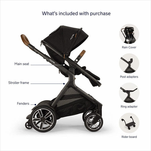 Nuna DEMI Next Stroller with Rider Board + PIPA Aire RX Travel System - Caviar - Z2ST17918CVR