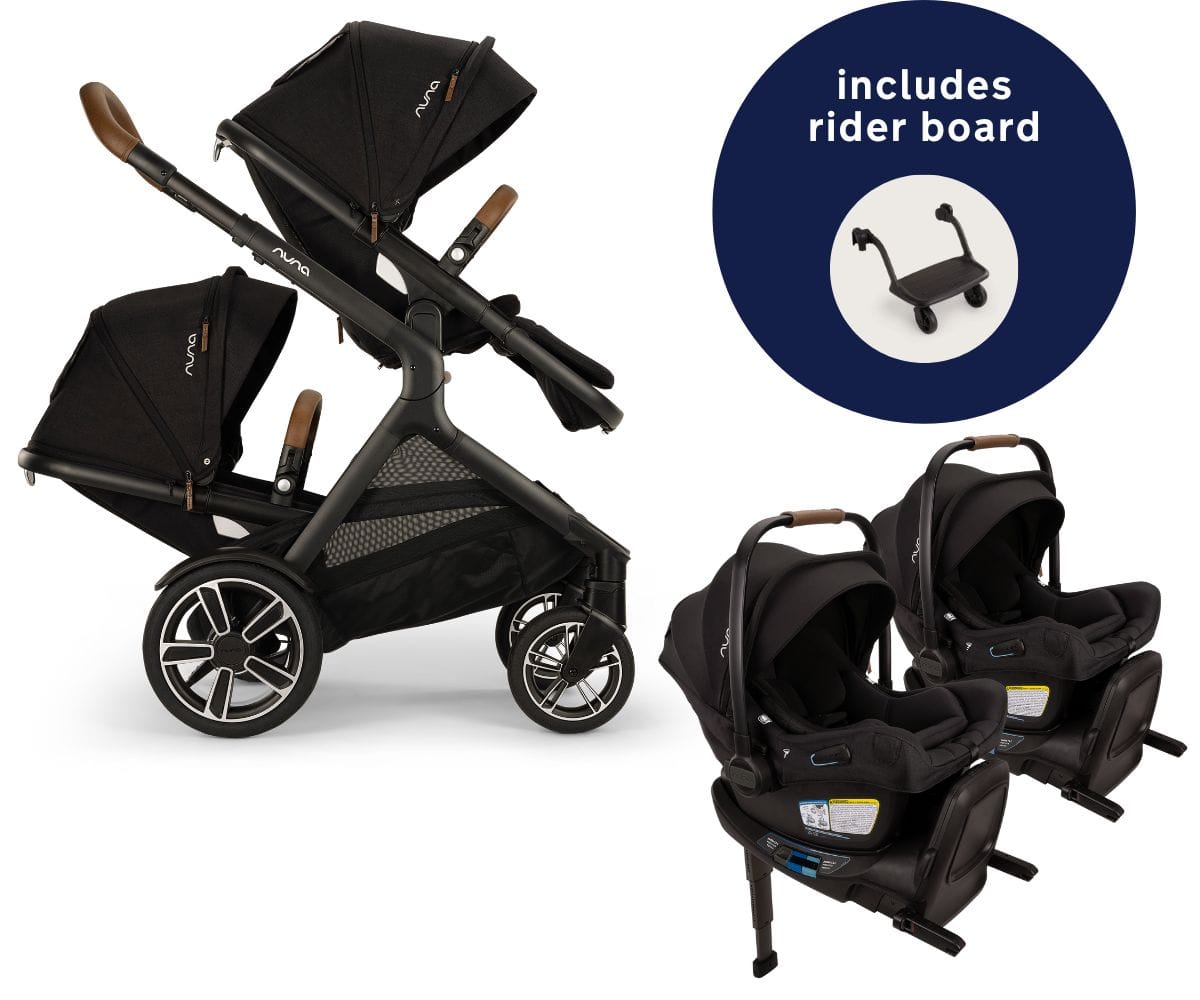 numa double stroller Nuna DEMI Next Twin Double Stroller with Rider Board + PIPA Aire RX Travel System Bundle