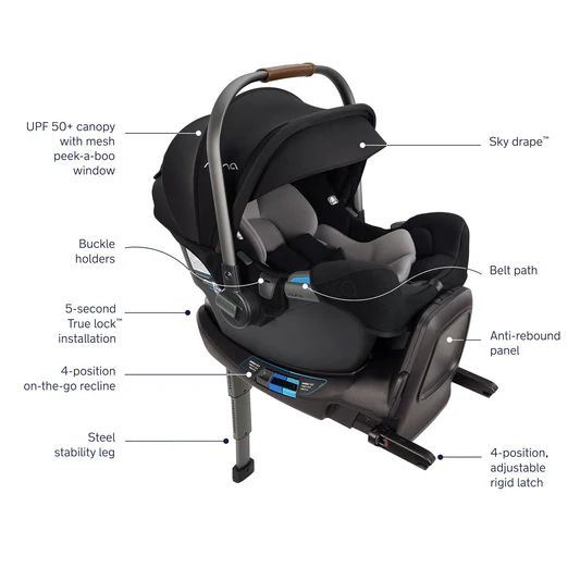 Nuna PIPA RX Infant Car Seat + RELX Base with Load Leg - Caviar - CF12508609CVR