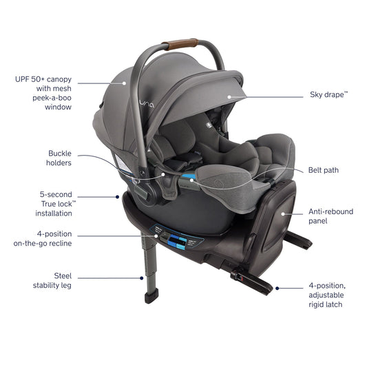 Nuna PIPA RX Infant Car Seat + RELX Base with Load Leg - Granite - CF12508609GRN