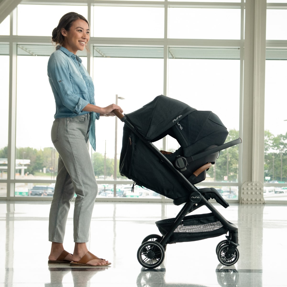 Nuna TRVL Self-Folding Compact Stroller - Caviar - ST15706CVR