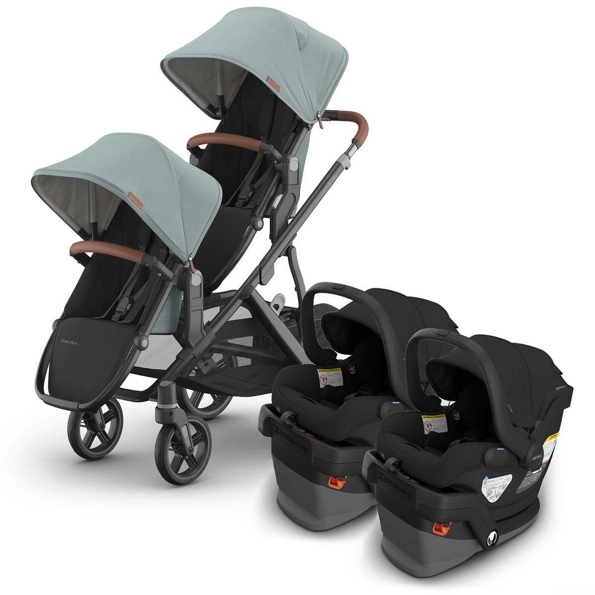 UPPAbaby Vista V3 Twin Stroller with RumbleSeat V3 + Mesa V3 Travel System Bundle - Kenzi / Jake - TWIN-V3-TRVL-MESA-V3-0303-VSO-NA-KNZ
