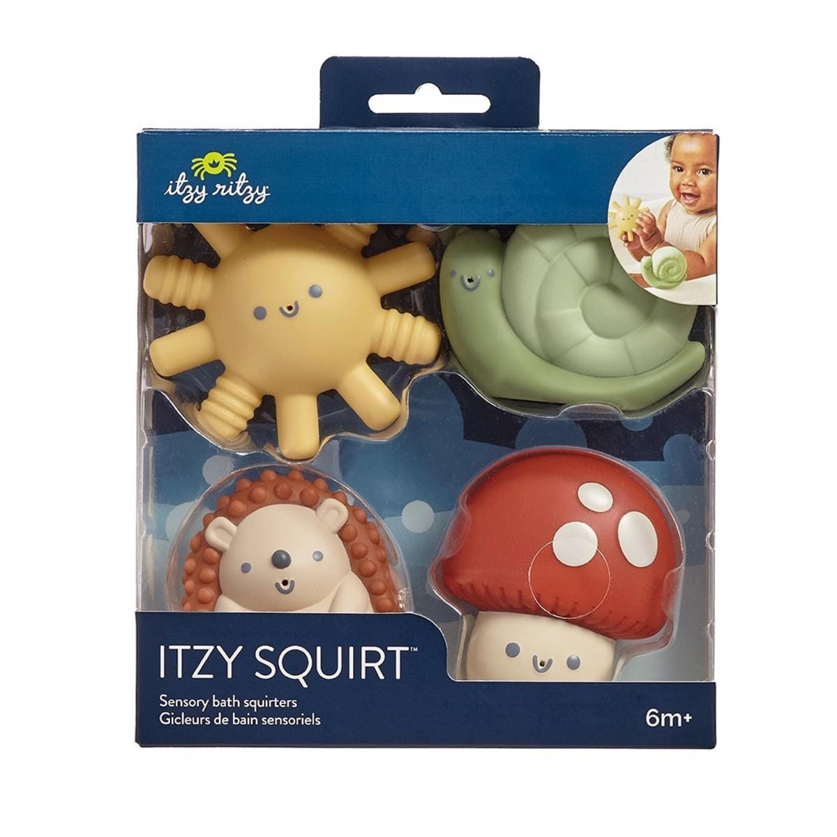 Itzy Ritzy Itzy Squirt Squirt Character Bath 4-Pack - Mushroom, Snail, Hedgehog, Sun - ROTO8549