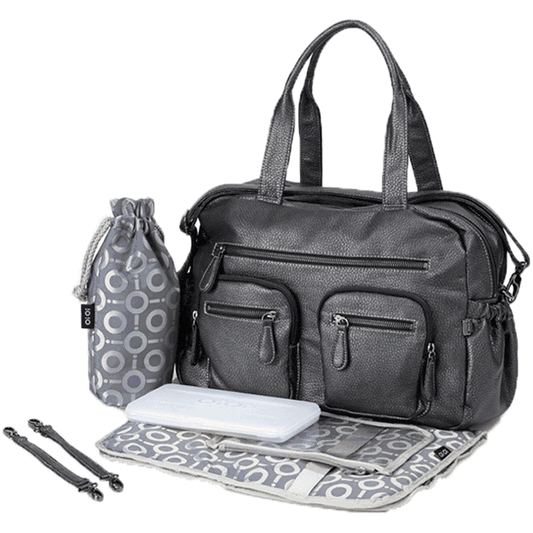 OiOi Charcoal Buffalo Carry All Diaper Bag - 6596