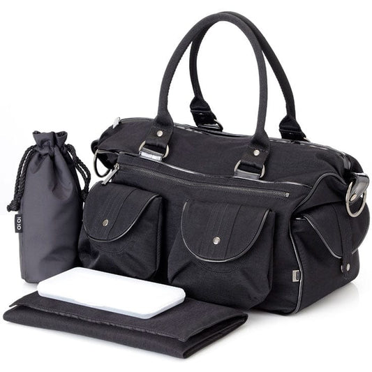 OiOi Black Wash with Patent Trim Carry All Diaper Bag - 6602