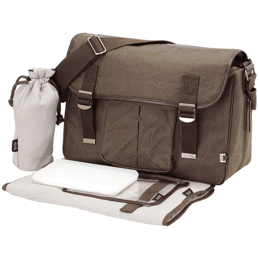 OiOi Chocolate Waxed Canvas Diaper Bag - 6503