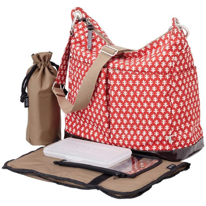 OiOi Poppy Red Mini Geo Hobo Diaper Bag - 6607